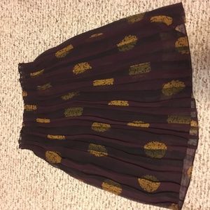 Maroon Skirt With Gold Details, Stretchy Waistband